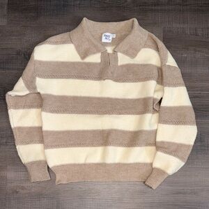 princess polly Polo Collar Sweater in Beige and Cream